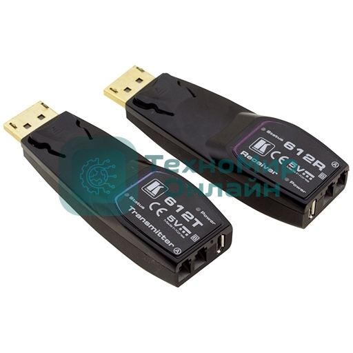 Передатчик и приемник сигнала DisplayPort Kramer Electronics 612R/T 1.2 по волоконно-оптическому кабелю; кабель 2LC, многомодовый ОМ3, до 100 м, поддержка 4К60 4:4:4
