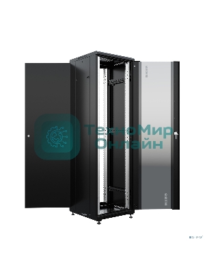 Шкаф коммутационный NTSS Премиум (NTSS-R42U6060GS-BL) напольный 42U 600x600мм пер.дв.стекл металл 900кг черный 510мм 86кг 1987мм IP20 сталь