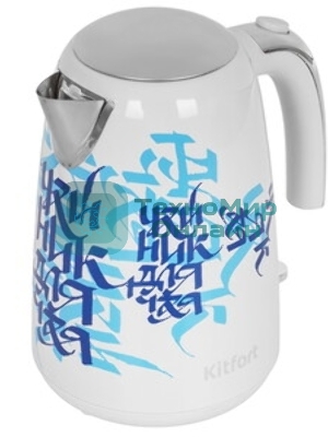 Чайник электрический Kitfort КТ-6772 1.7 л, 2200 Вт, белый/синий корпус: металл/пластик