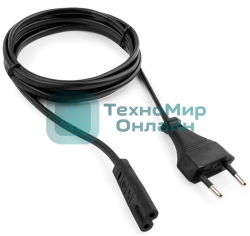 Кабель питания Cablexpert PC-184/2-1.5M черный (1.5м, CEE 7/16-C7, 2х0.5мм2, 2.5А) (PC-184/2-1.5M)