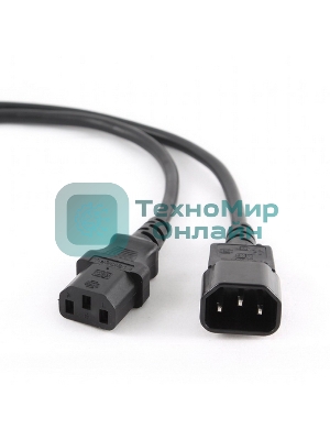 Кабель питания сист.блок-монитор Cablexpert PC-189-1-5M, 5м, C13-C14, 3x1кв.мм., черный, с заземлением