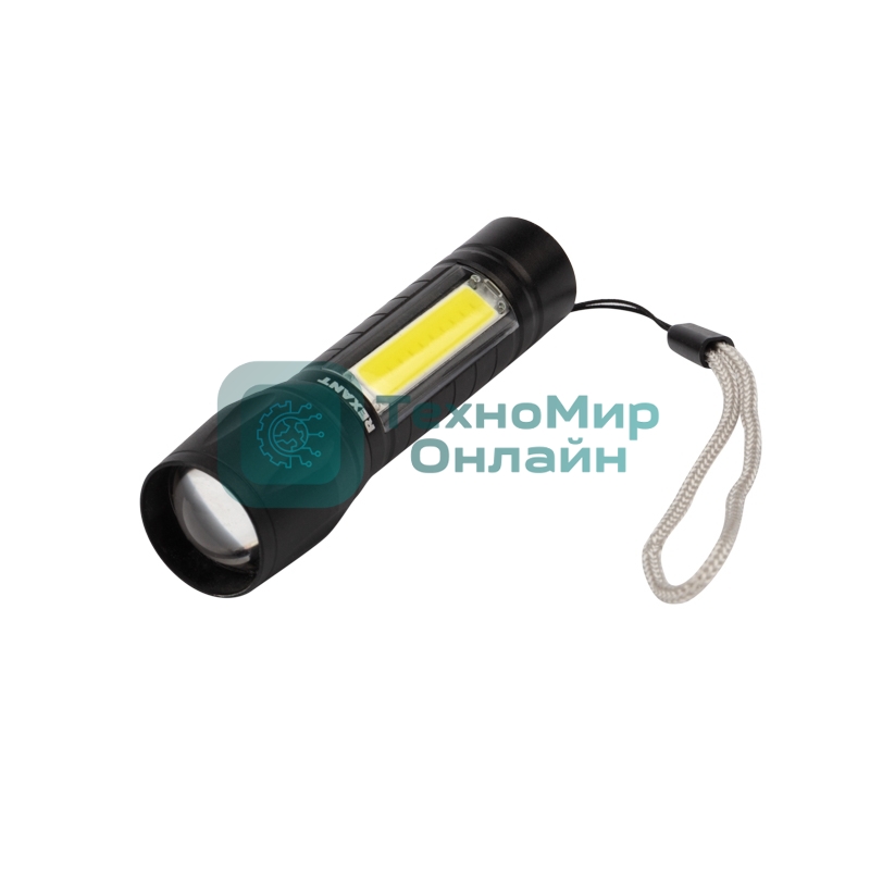 Фонарь Rexant универсальный рабочий/походный, головной свет 1.5 Вт, боковой 2 Вт, встроенный аккумулятор, алюминиевый, USB кабель в комплекте