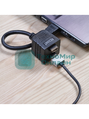 Переходник Rexant штекер HDMI - 2 гнезда HDMI с проводом, черный (10 шт./уп.)