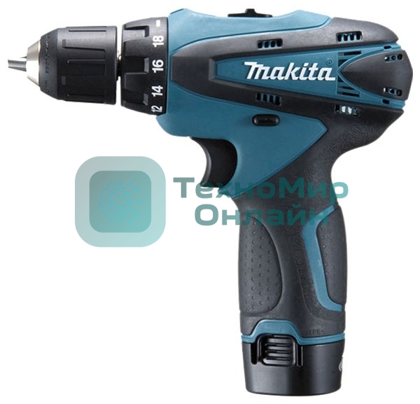 Дрель-шуруповерт Makita DF330DWE, 10,8 В, 1,3 Ач, 24 Нм, щеточный