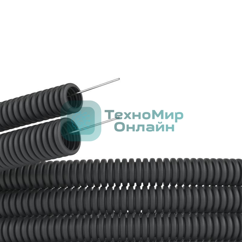 Труба гофрированная ПНД d25мм с протяж. черный (уп.50м) ДКС 71725