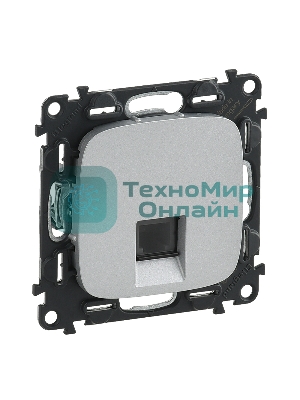 Телефонная розетка RJ11 одиночная.С лицевой панелью.Алюминий