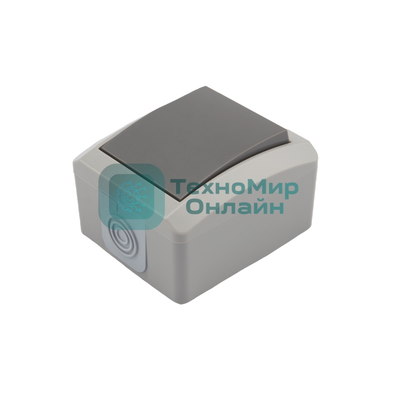 Переключатель проходной Kranz INDUSTRIAL открытой установки, IP54 серый