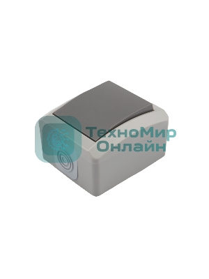 Переключатель проходной Kranz INDUSTRIAL открытой установки, IP54 серый