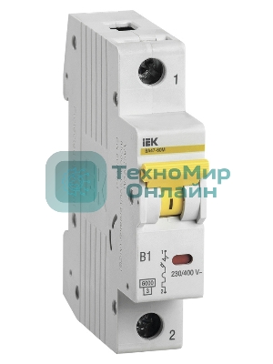 Выключатель автоматический IEK MVA31-1-010-B 10A тип B 6kA 1П 230В 1мод белый (упак.:1шт)