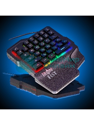 Игровой блок Oklick 701G IRON FIST черный USB for gamer LED (подставка для запястий)