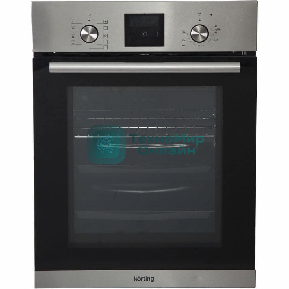 Встраиваемая электрическая духовка Korting OKB 7931 CMX 59.6 х 45 x 55 см, 9 режимов нагрева, сенсорное электронное управление TouchControl, LED дисплей Cold White белого цвета, утапливаемые переключатели, телескопические направляющие на 1-м уровне, нержавеющая сталь