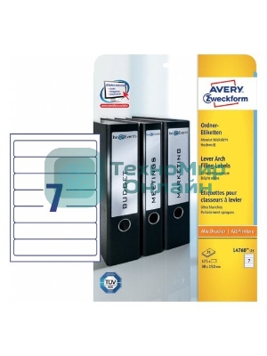 Этикетки Avery Zweckform L4760-25 A4 38x192мм 7шт на листе/80г/м2/25л./белый самоклей. универсальная