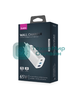 Сетевое зарядное устройство OLMIO 2Type-C/USB, 65W, 6A, QuickCharge3.0, PowerDelivery3.0, GAN