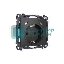 Комплект механизма электрической розетки 2USB С+C 20W с/з на винтовых зажимах 16A-250V ALFA Графит мягкое касание QUANT (AP9105, VM165) MA910510