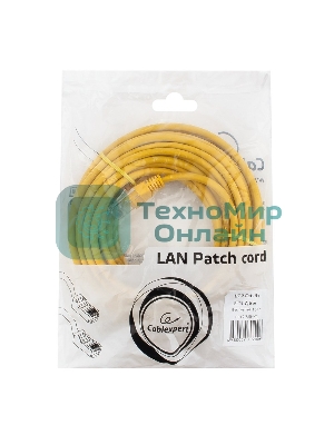Патч-корд UTP Cablexpert PP12-7.5M/Y cat.5e, 7.5м, литой, многожильный, желтый