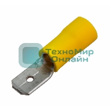 Клемма плоская Rexant изолированная штекер 6.3 мм 4-6 мм² (РПи-п 6.0-(6.3)) желтый