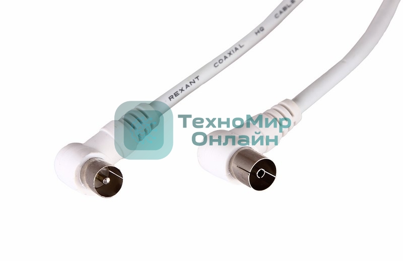 Шнур Rexant ТВ гнездо - ТВ штекер, угловой, 1,5 м, белый
