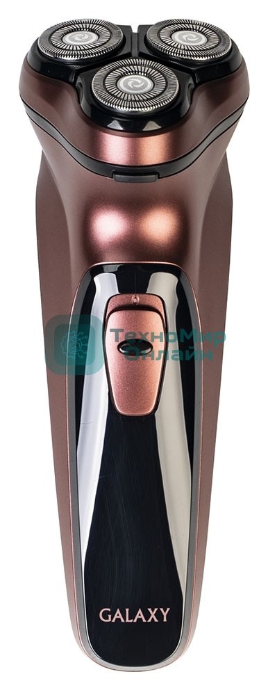 Электробритва Galaxy Line GL 4209, бронзовый, аккумуляторная, 5 Вт, Li-Ion аккумулятор емкостью 600 мА*ч, вр. непр. работы до 1,5 ч, ножи из нержавеющей стали, 3 независимые плавающие головки, возможность промывки бреющего блока, индикатор заряда и работы, встроенный триммер для подравнивания висков, USB зарядка