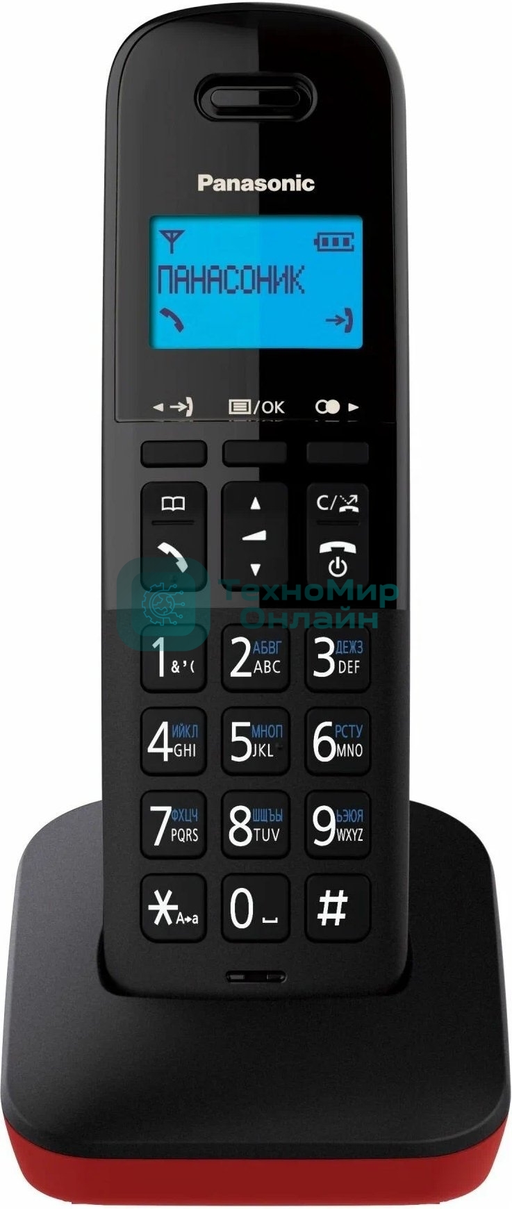 Телефон беспроводной (DECT) Panasonic KX-TGb610RUR, Монохромный, АОН, черный/красный