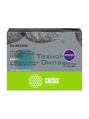 Картридж ленточный Cactus CS-DK22223 50 мм, черный шрифт, белый фон, 30.48 м для Brother P-touch QL-500, QL-550, QL-700, QL-800