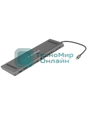 USB-концентратор Gembird UHB-D6, USB Type-C, USB 2.0/RJ45/USB Type-C PD87W/Jack 3.5 / SD/TF/2xHDMI/VGA, USB Type-C