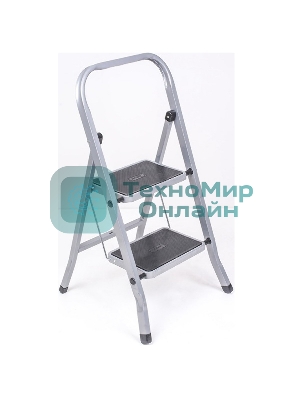 Стремянка стальная КЛАСС ПЛЮС, 2 ШИРОКИЕ СТУПЕНИ 20х30 см, верхняя площадка 45 см, до 120 кг, 123302