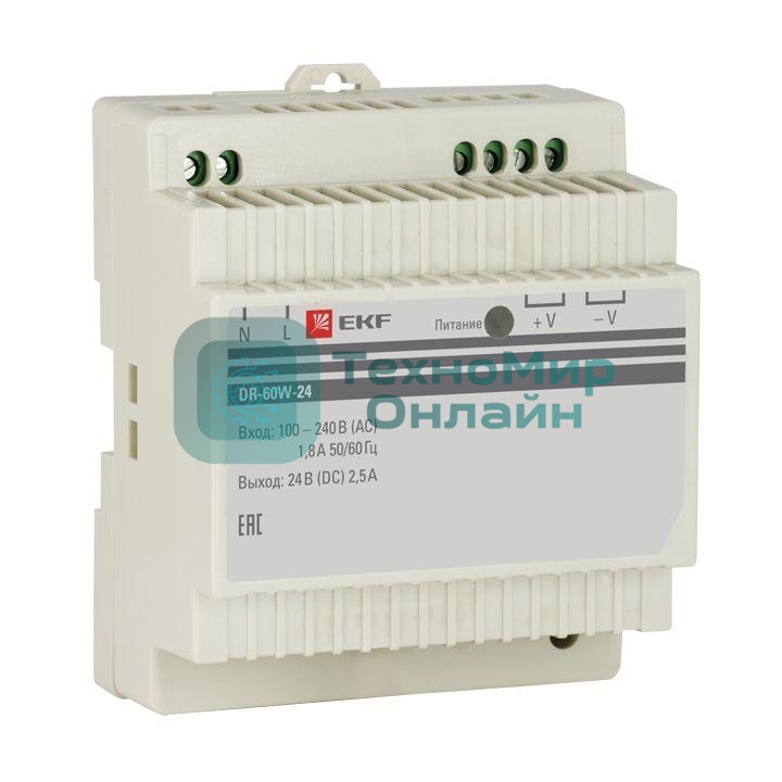 Блок питания 24В DR-60W-24 EKF dr-60w-24