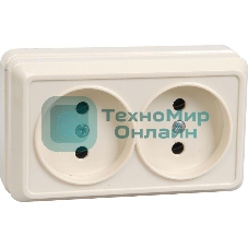 Розетка 2-м ОП Октава 10А IP20 без заземл. крем. IEK ERO20-K33-10-DC
