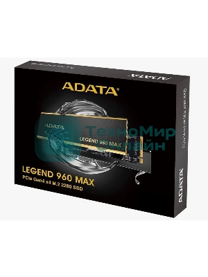 Накопитель SSD ADATA LEGEND 960 MAX, 4Tb, M.2 2280, PCIe 4.0 x4, NVMe, R/W 7400/6800, с радиатором
