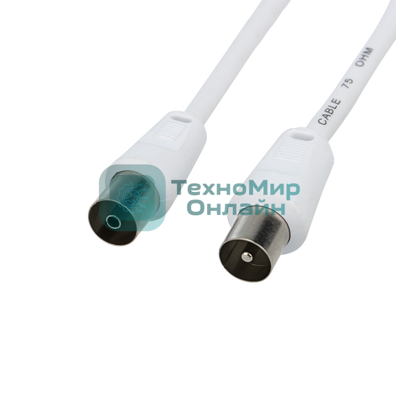 Шнур Rexant ТВ гнездо - ТВ штекер, длина 1,5 метра, белый