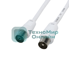 Шнур Rexant ТВ гнездо - ТВ штекер, длина 1,5 метра, белый