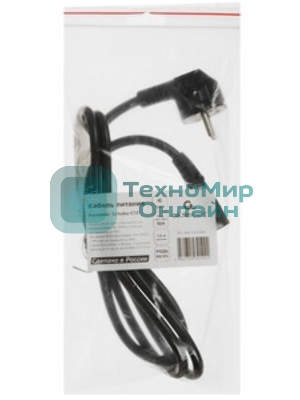 Кабель питания Cablexpert PC-186-1.5-1.5M, Schuko-C13, 3x1.5мм2, 10A, с заземлением, медь, 1.5м, черный, пакет
