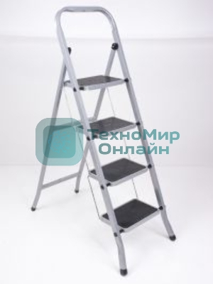 Стремянка стальная КЛАСС ПЛЮС, 4 ШИРОКИЕ СТУПЕНИ 20х30 см, верхняя площадка 91 см, до 120 кг, 123304