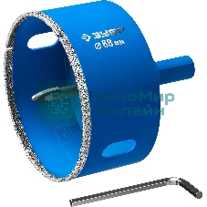 Коронка алмазная Зубр 29850-68ЭКСПЕРТ в сборе по кафелю керамике P60 68мм