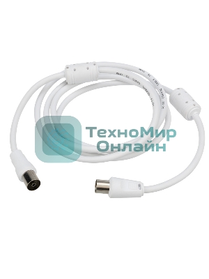 Шнур Rexant ТВ гнездо - ТВ штекер, длина 1,5 метра, белый