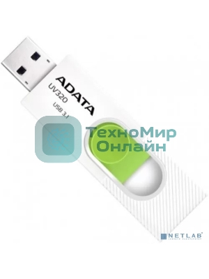 Флешка USB ADATA UV320 (AUV320-512G-RWHGN), 512Gb, USB 3.2 Gen1, R/W 100/30, белый/зеленый