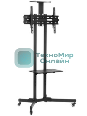 Мобильная стойка Wize Pro M55 для дисплеев 32 65, Max VESA 600x400 мм, высота 180 см, вертикальная регулировка, регулируемая полка для медиаплеера, полка для камеры ВКС, до 50 кг, черный