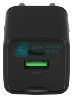 Зарядное устройство Cablexpert MP3A-PC-62, 20Вт GaN, 3А, QC4.0/PD, 1xUSB, 1xType-C, черный, пакет