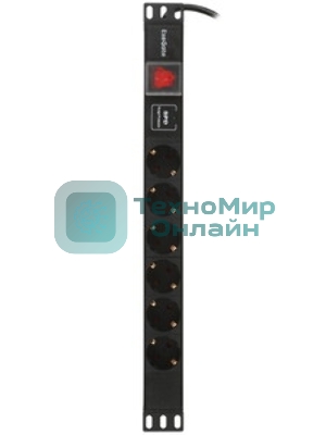 Блок розеток горизонтальный ExeGate ServerPro PDU-19H608 Al-6S-EU2-SW-SPD1, 19
