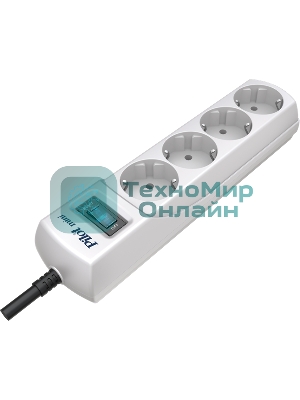 Сетевой фильтр Pilot mini 1.8 м, 4 розетки, белый, коробка