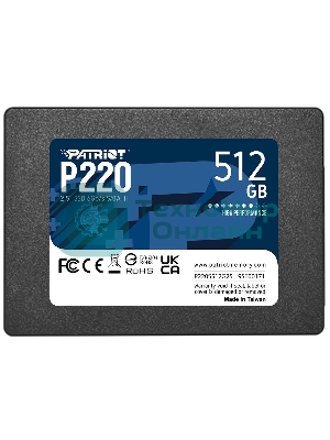 Накопитель SSD Patriot P220, 512Gb, SATA III, 2.5
