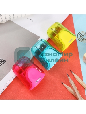 Точилка для карандашей ручная Deli ER01100 U-touch, 2 отверстия, пластик, ассорти, дисплей