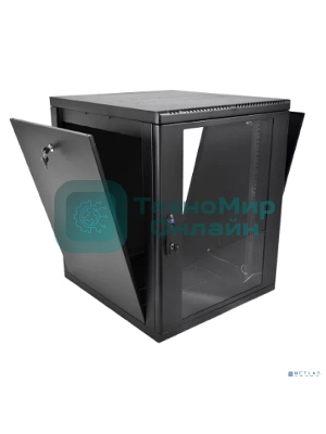 Шкаф коммутационный ЦМО (ШРН-М-15.500-9005) настенный 15U 600x520 мм пер. дв. стекл. 130 кг черный 456 мм 24.66 кг 180 град. 745 мм