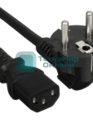 Кабель питания Cablexpert PC-186-1.5-1.5M, Schuko-C13, 3x1.5мм2, 10A, с заземлением, медь, 1.5м, черный, пакет