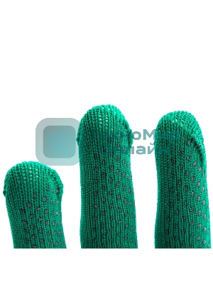 Перчатки из синтетической нити, ПВХ точка, 13 класс, изумрудный, L Россия