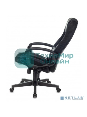 Кресло Бюрократ Zombie 9 черный/серый, экокожа, 120 кг, механизм качания