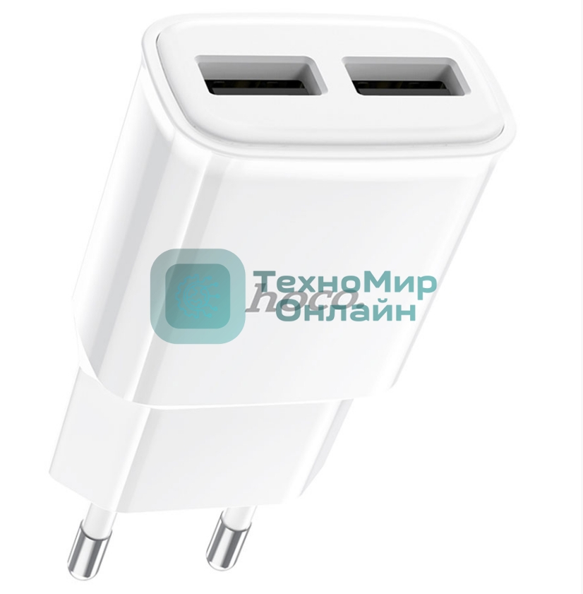 Блок питания (сетевой адаптер) HOCO C88A Star два порта USB, 2.4A, 10.8W белый