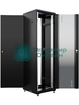 Шкаф коммутационный NTSS Премиум (NTSS-R42U6060GS-1BL) напольный 42U 600x600 мм пер. дв. стекл металл 900 кг черный 510 мм 86 кг 1987 мм 20 металл