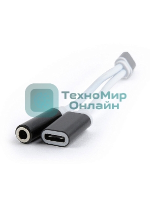 Переходник Cablexpert USB Type-C/Jack3.5 F+ Type-C F, черный, пакет (CCA-UC3.5F-02)