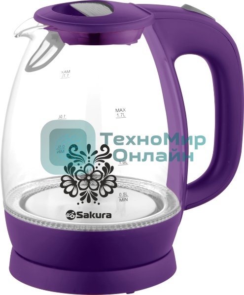 Чайник электрический Sakura SA-2715V 1.7 л, стекл подсв
